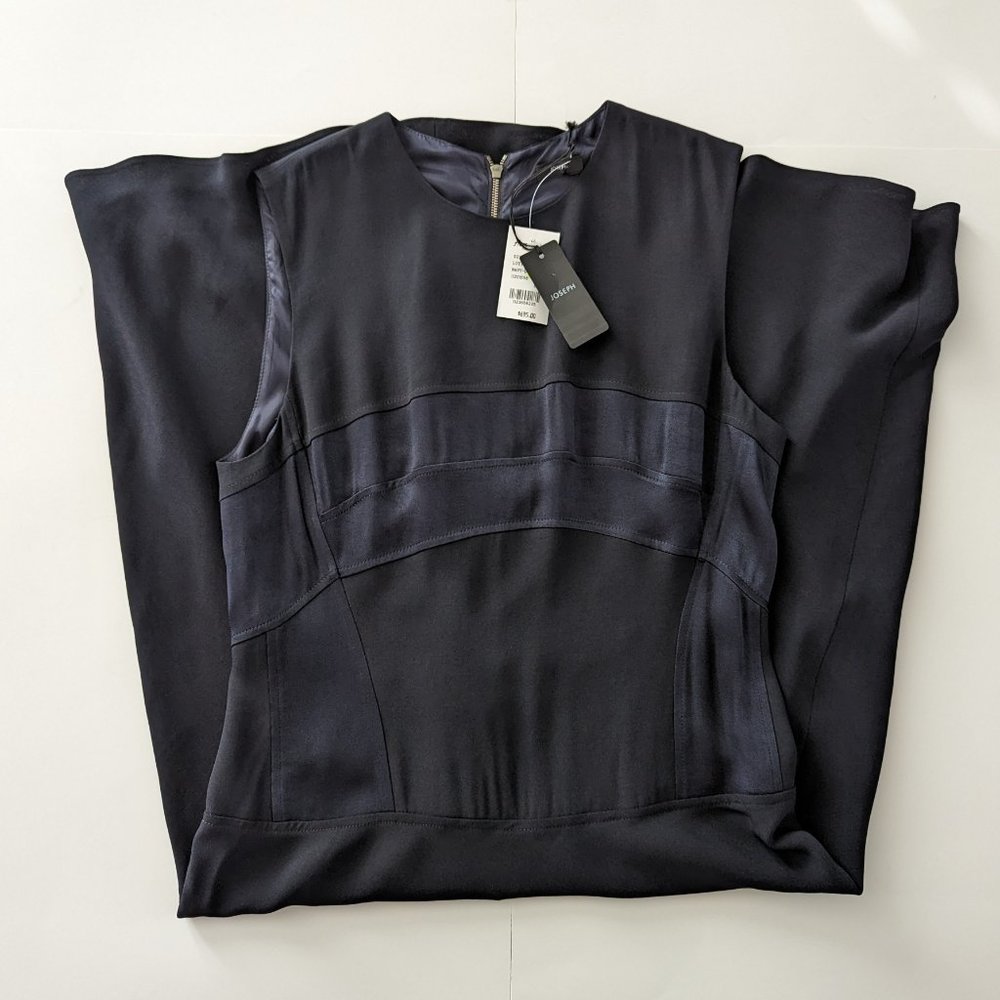 JOSEPH Navy Satin Crepe Midi Dress - Picture 4 of 14